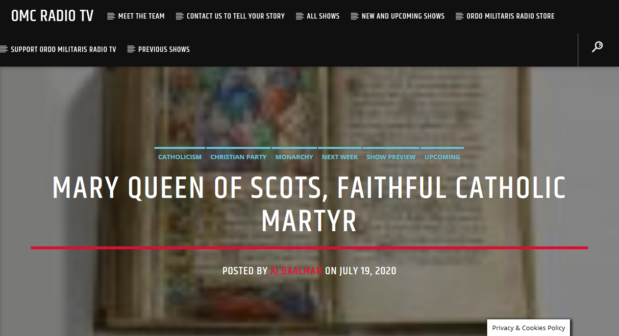 Mary Queen of Scots, Catholic Martyr