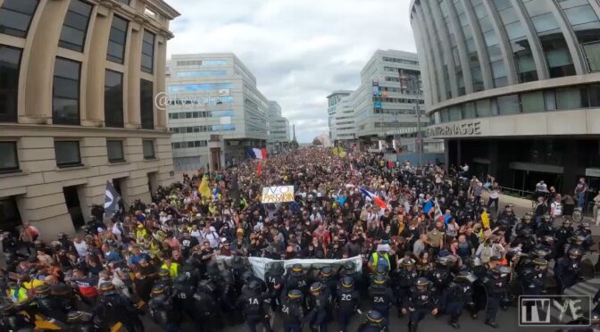 Anti-Passport Protest at Paris, today surges forward to Liberty