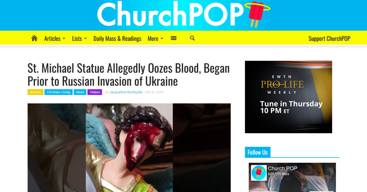 Statue of St. Michael bleeds as divine sign of displeasure at Russia’s