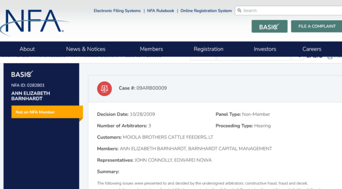 Arbitration found Ann Barnhardt liable for $100,000 in fraud complaint in 2009