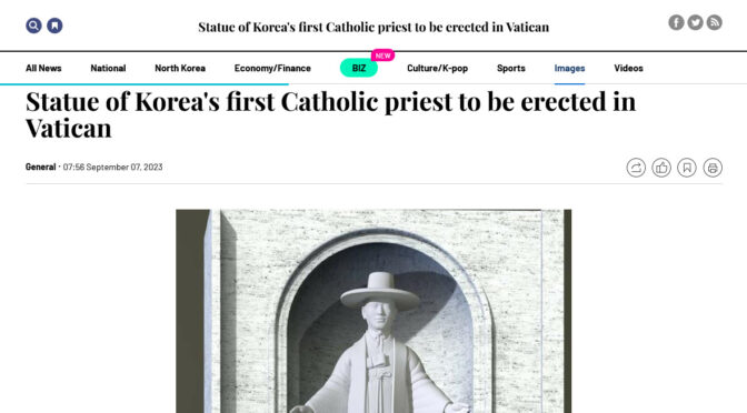 VATICAN / KOREA: Statue of First Korean Priest to be unveiled at St. Peter’s Basilica