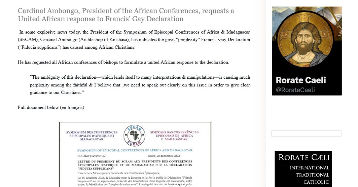 KENYA: Cardinal Ambongo calls for Church in Africa to have unified ...