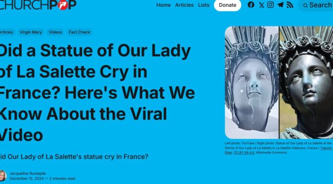 Poland & France: Images of Our Lady begin to weep