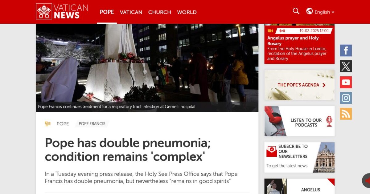 Vatican Press: Pope Francis has bilateral polymicrobic Pneumonia | From ...