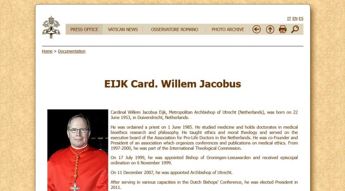 Cardinal Eijk is deeply confused about what it means to be Catholic