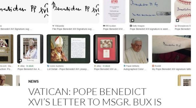 Msgr. Bux continues his fraud against Pope Benedict XVI