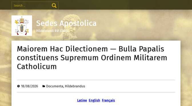 Deus Vult now returns to Holy Mother Church!